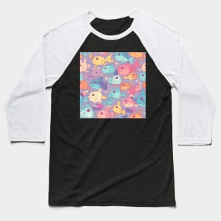 A Seamless Pattern of Adorable Pastel Fish Baseball T-Shirt